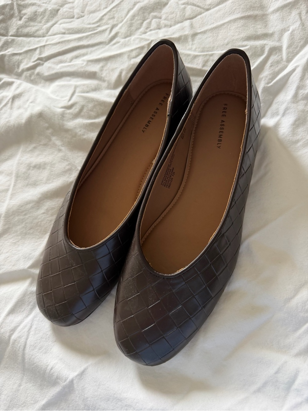 Free Assembly Women's woven Brown Slip-On Ballet Flats